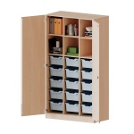 ErgoTray Schrank, 3reihig, 5 OH, zweitürig, mit 15 hohen Boxen, B/H/T 104,5x190x50cm 